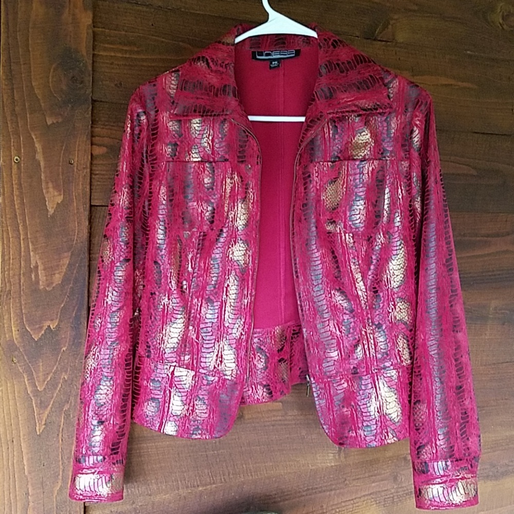 Red snakeskin print jacket